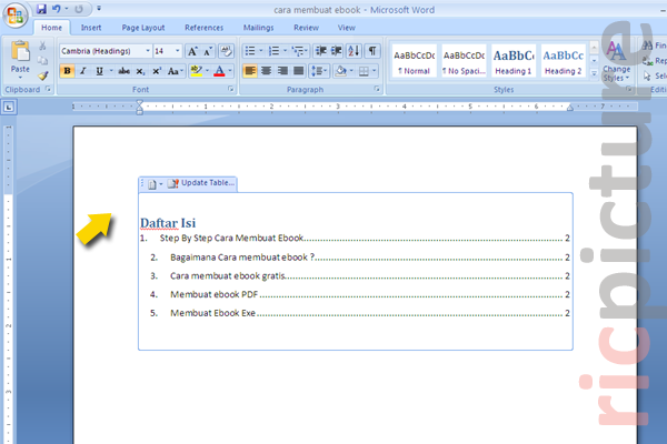 Contoh daftar isi Contoh Daftar Isi | Cara Membuat Daftar Isi di Word 2007 - ARY LUKMAN
