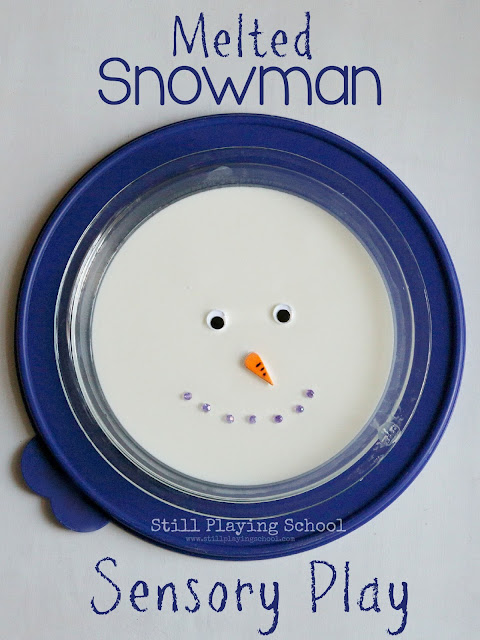 This pretend melted snowman is the perfect sensory and fine motor invitation for kids this winter!