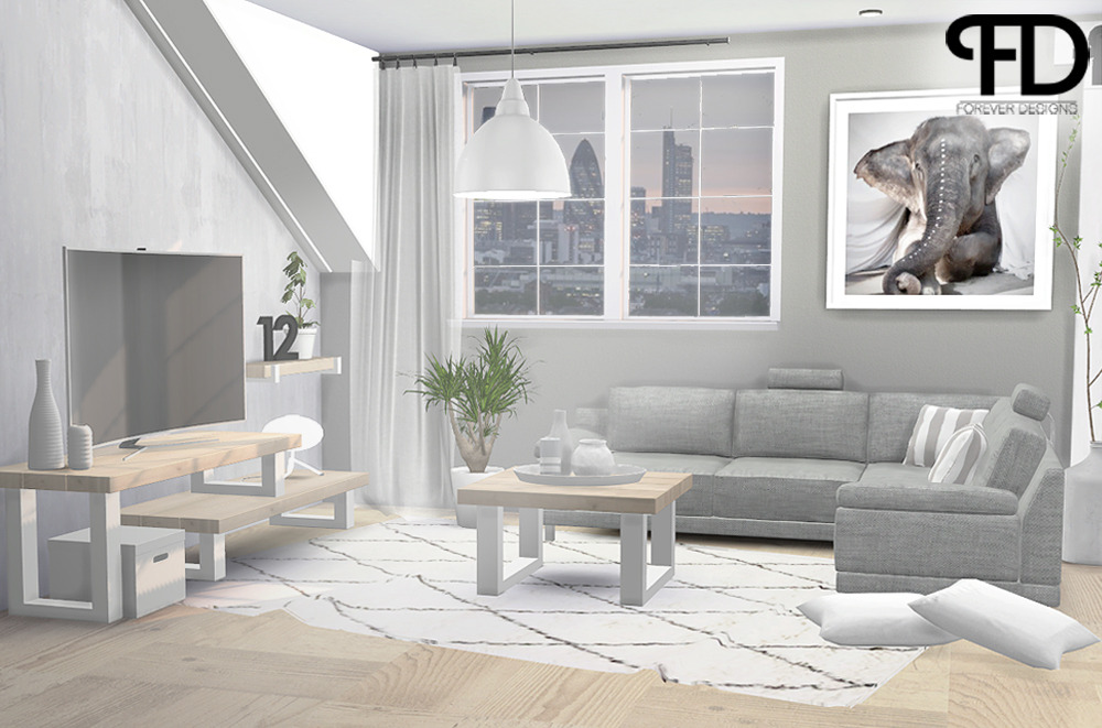Sims 4 CC's The Best INDUSTRIAL U LIVING ROOM by ForeverDesigns