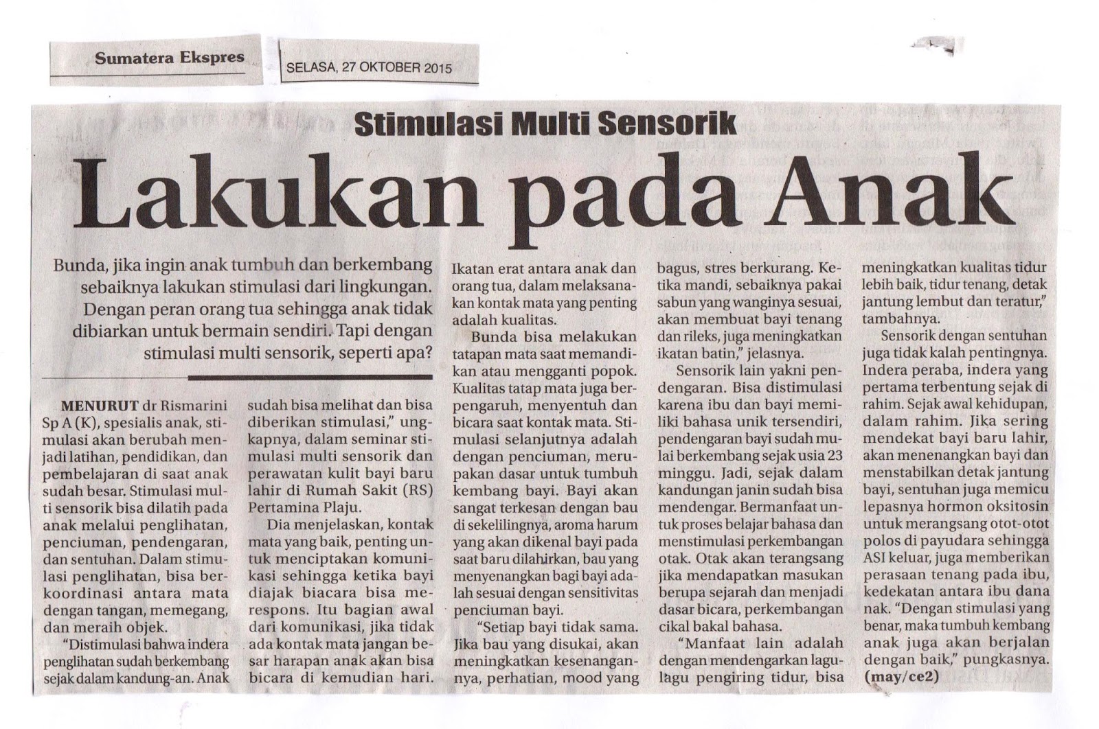 BERITA RSMH 2015-2016 (Humas) : BERITA MEDIA CETAK SELASA 27 OKTOBER 2015