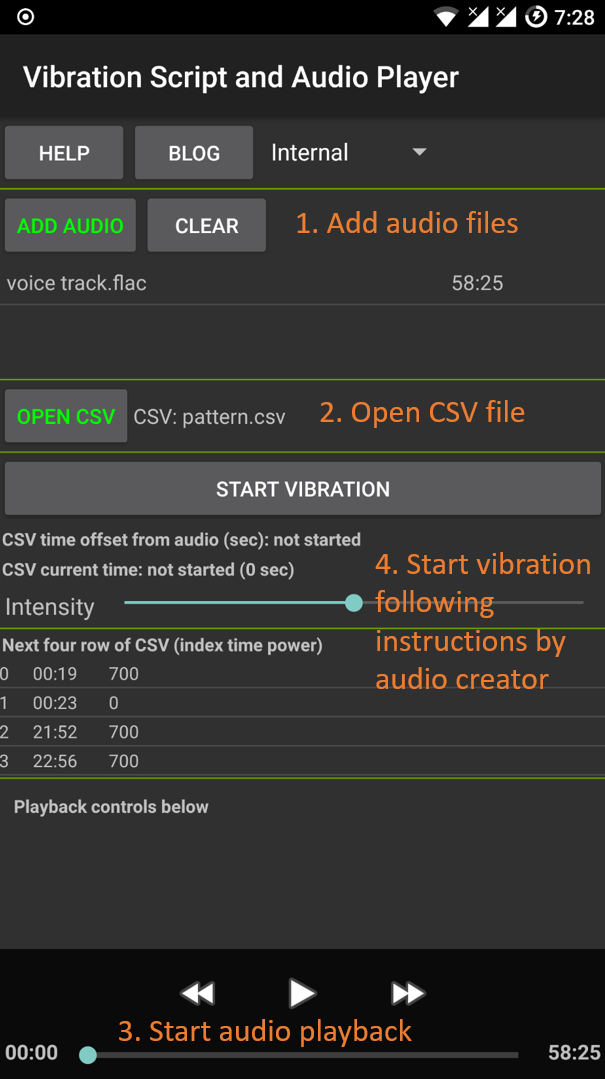 Cat On Back Vibration script and audio player android app introduction