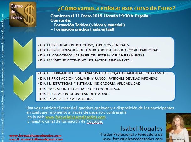 2ª EDICION DEL CURSO PROFESIONAL DE FOREX GRATUITO DE ISABEL NOGALES 
