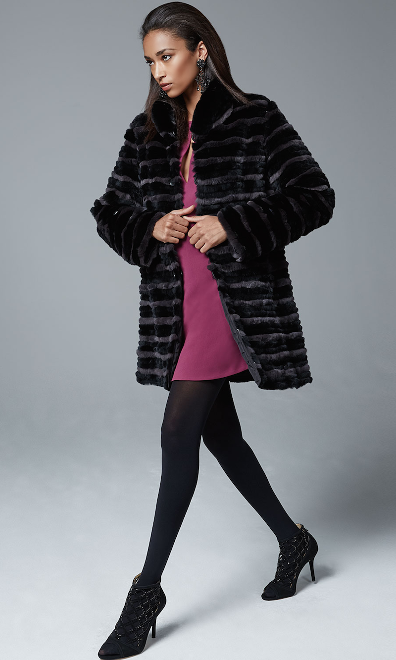 Belle Fare Two-Tone Rabbit Fur Reversible Coat