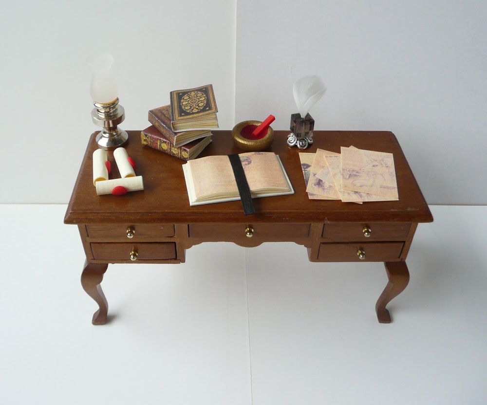 Musings and crafting Dollhouse miniature desk for witch or wizard available in my shop