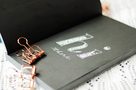 What can you do with a beautiful black notebook, white Sakura gelly rolls, some beautiful agate coasters and a couple of rose gold wire paper clips?
