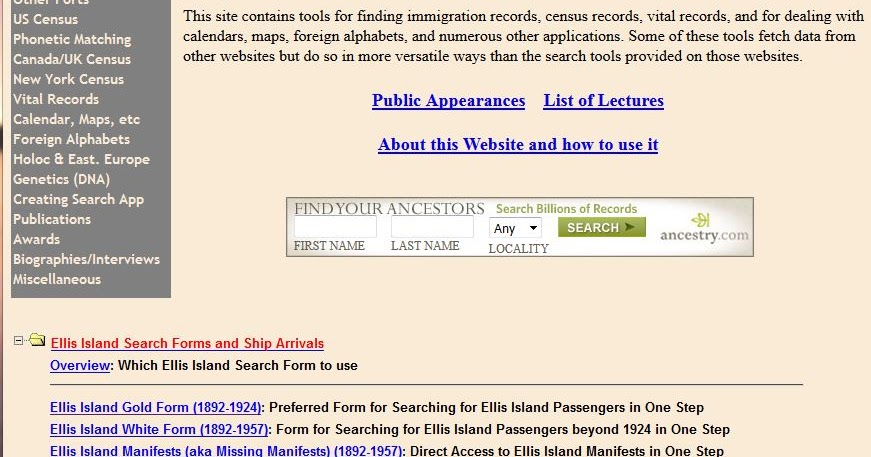 Budding Genealogists: Website: Stephen Morse One-Stop Webpages