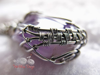 Wire Wrap Amethyst Pendant Bottom View by WireBliss