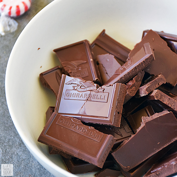 Break up 6 ounces semi-sweet chocolate into microwave safe bowl