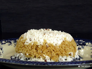 Puttu-kerala breakfast made with wheat  flour and coconut