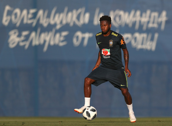 Manchester United summer signing Fred training with Brazil at the World cup
