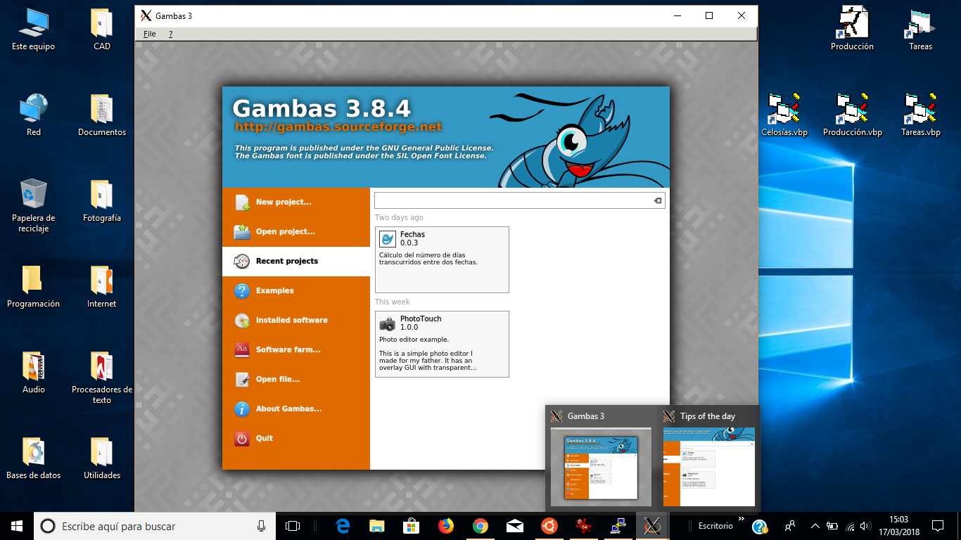 Blog Tecnología fácil. Como ejecutar el entorno de programación Gambas