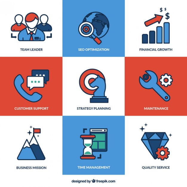 Business Services icons Free Vector