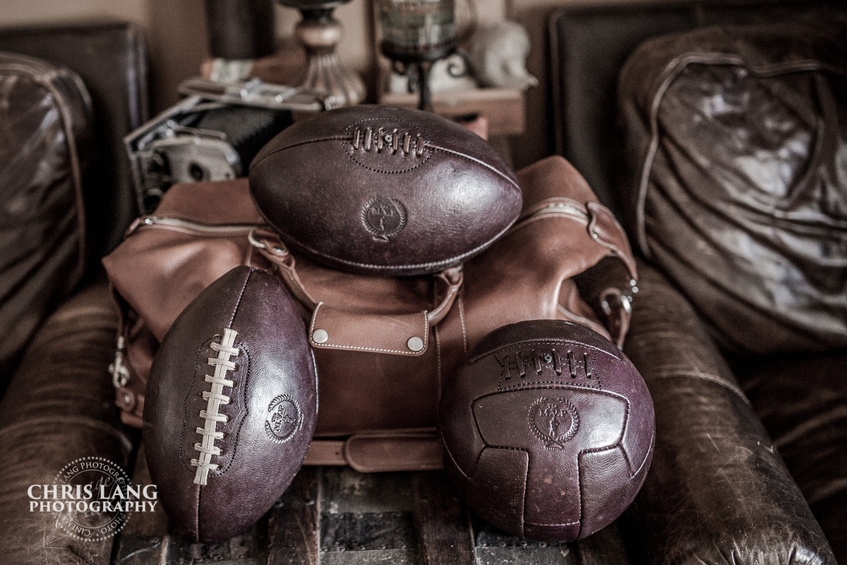  Vintage Leather Sports Balls - Sports Memorabilia - sports equipment for interior design - leather sports balls - Chris Lang Photography