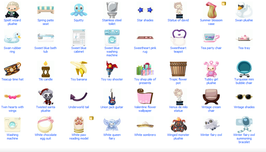 World of Everything Pet Society: ITEMS IN 999