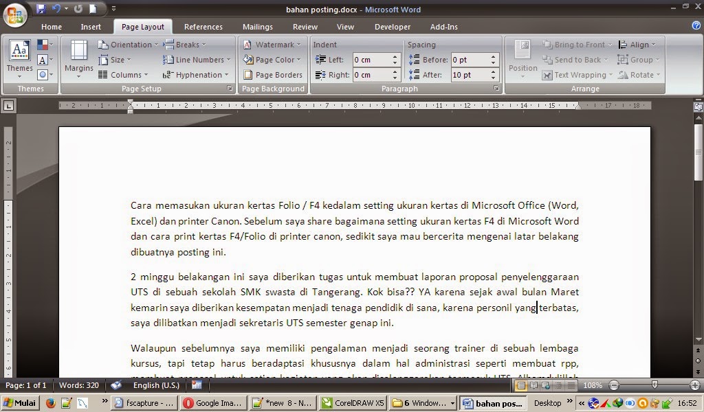 Cara Mengatur Ukuran Kertas F4  Folio di Microsoft Word