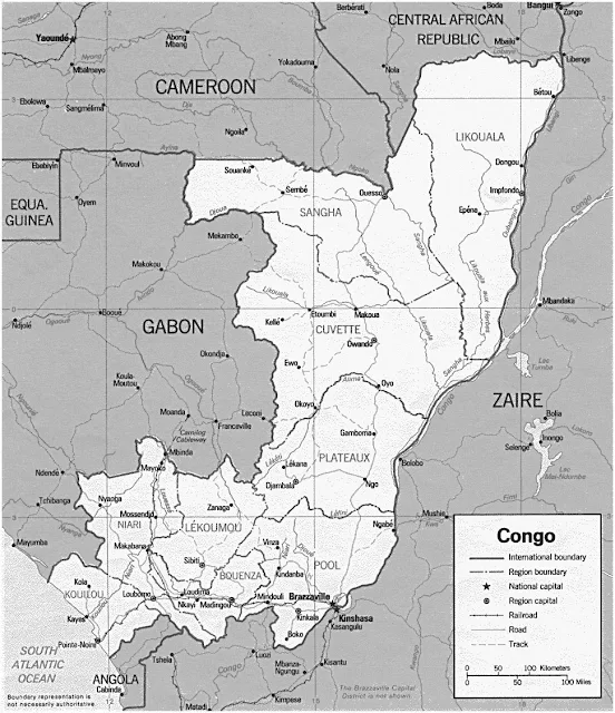 image: Black and white Republic of the Congo Map