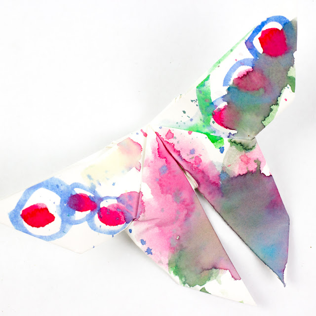 How to make GIANT, pretty, painted origami butterflies with the kids for spring