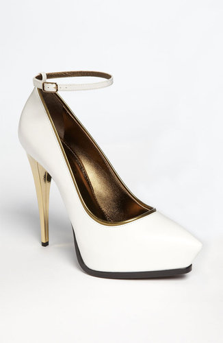 white pumps with strap