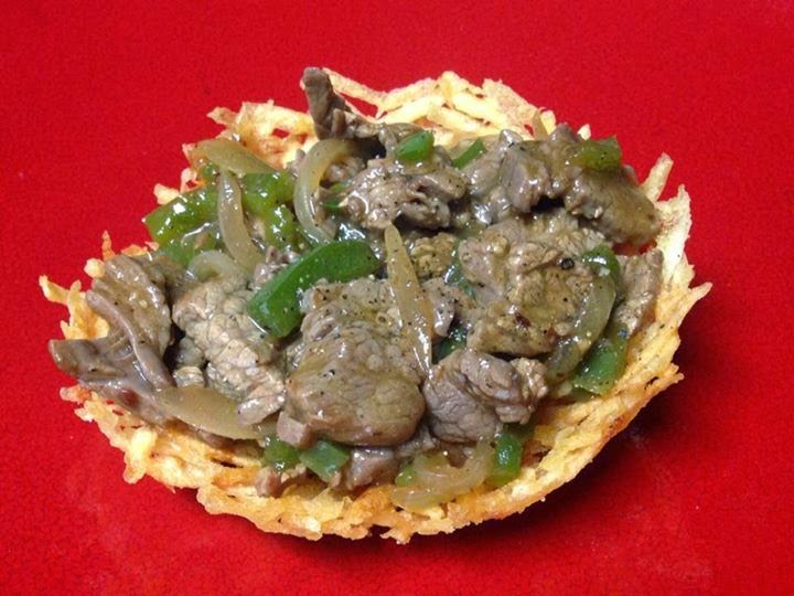 Mindful Matters Beef and Peppers in an Edible Bird Nest