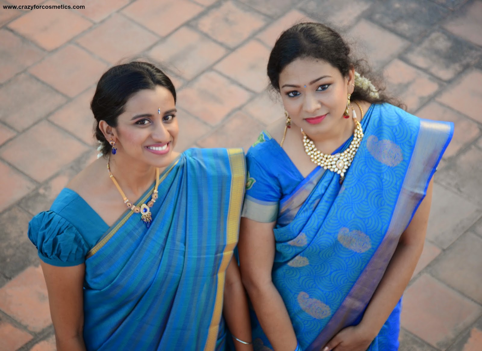 MS blue silk saree from KAnchipuram Prakash Silks