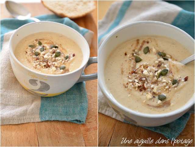 Velouté de panais à l'orange et à la purée de noisette