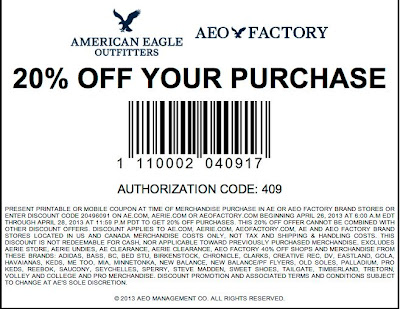 American Eagle Outfitters Printable Coupons December 2013