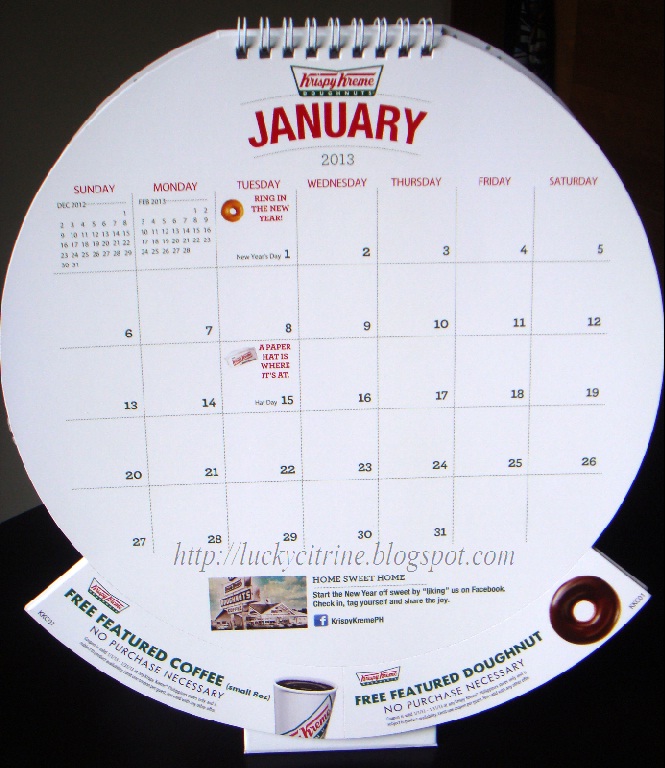 Lucky Citrine Krispy Kreme 2013 Calendar (With Awesome Freebies Inside!)