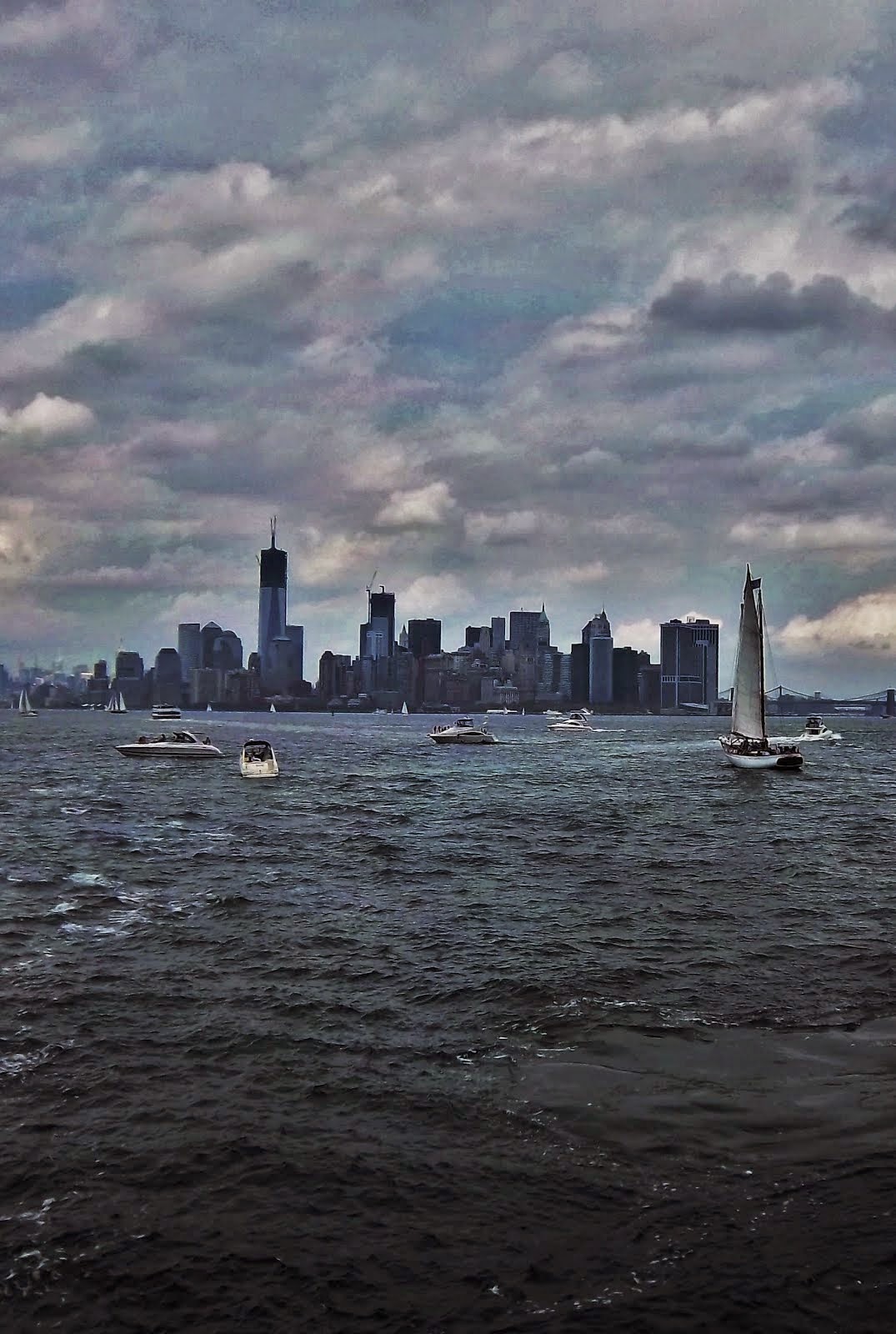 Sailing into New York harbour