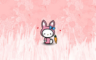 Hello Kitty cute Easter bunny desktop wallpaper background 1920x1200