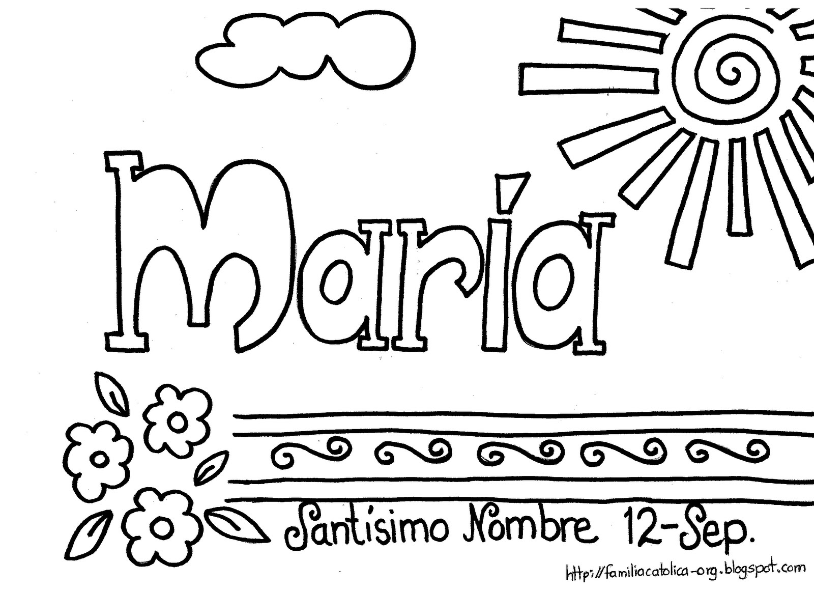 Familia Católica Santisimo Nombre de María Páginas para colorear