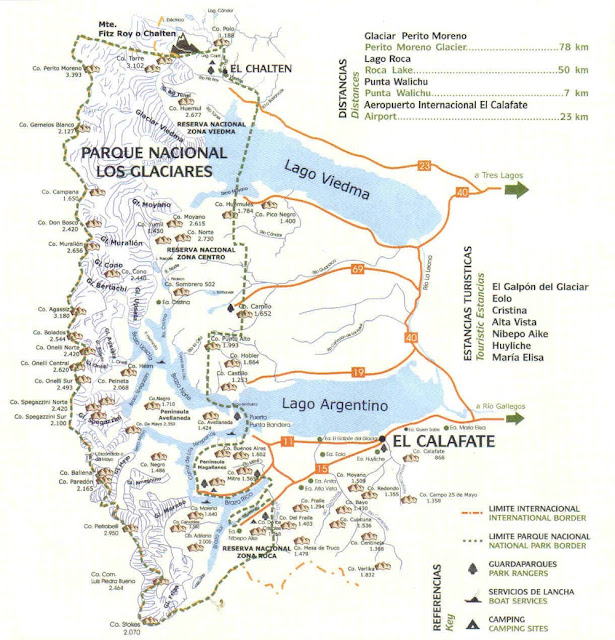 Mapa do Parque Nacional Los Glaciares - Patagônia Argentina