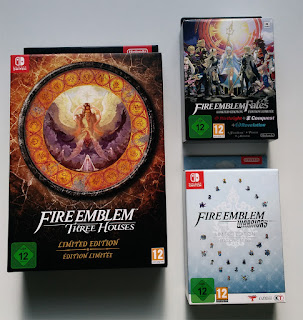 photo of the Limited Editions of Fire Emblem: Three Houses, Fire Emblem Warriors and Fire Emblem: Fates, all European versions