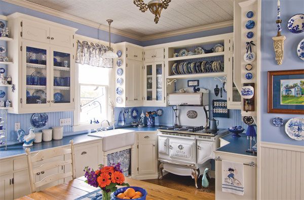 Blue And White Country Gingham Kitchen Blue And White Country Gingham Kitchen