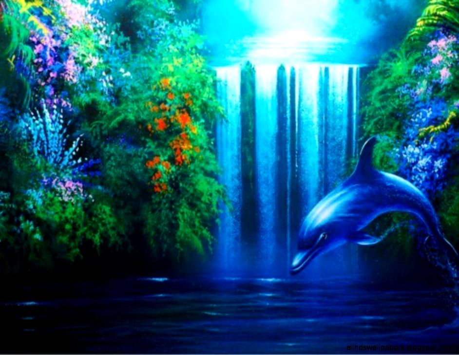 Download Dolphin The Free Waterfall Wallpaper 1024x768  Full HD
