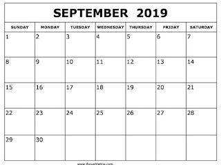 Free Printable Calendar September 2019