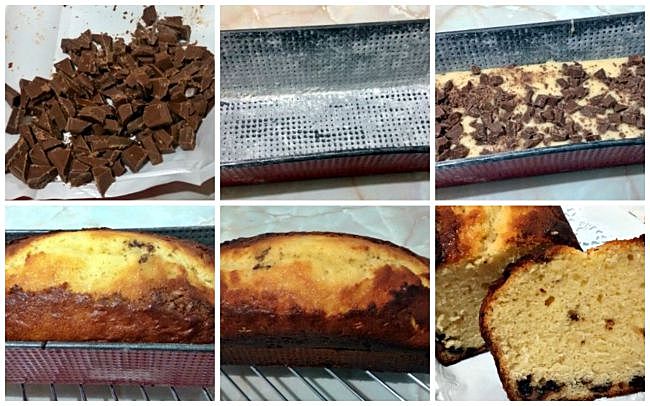 Preparación del plumc-ake de leche condensada con pepitas de chocolate 2