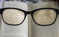 glasses making the writing clear