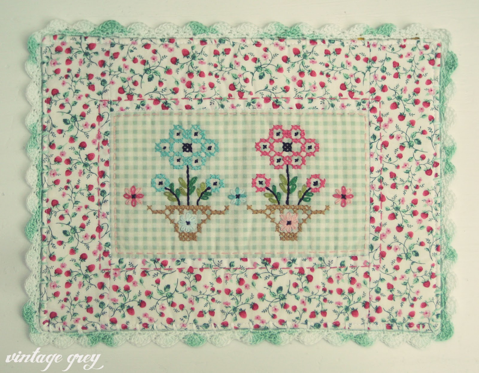 vintage grey sweet gingham