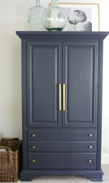 Navy painted cabinet makeover 