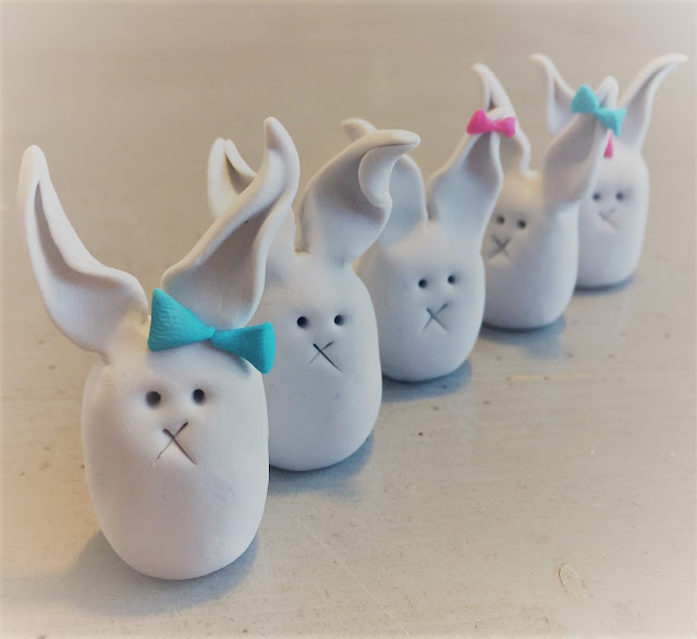 Polymer clay bunny, DIY, conejitos hechos a mano
