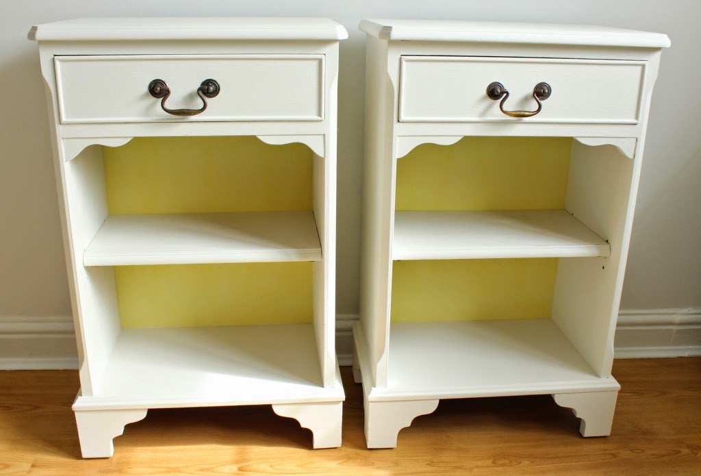 floral and feather DIY painted bedside table makeover