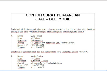 Contoh Surat Perjanjian Jual Beli Hp Secara Kredit