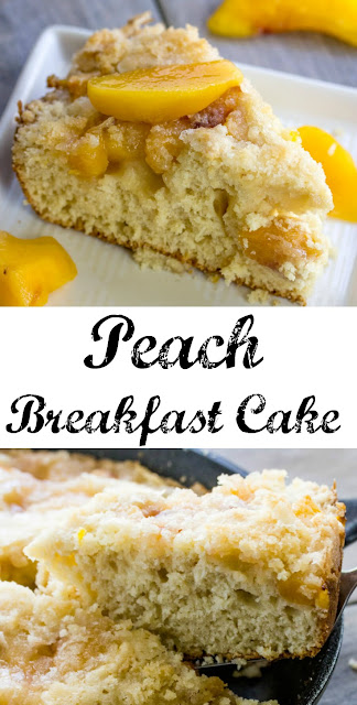 Based off my great-great-grandma's recipe this beauty is a perfect sweet ending to brunch or a simple breakfast treat. Peach Breakfast Cake is going to be your new favorite! I just love peaches (and cake!) So having an easy, delicious coffee cake that is loaded with them is a must. So pour a cuppa and dig in!
