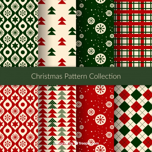 Nice christmas patterns Free Vector