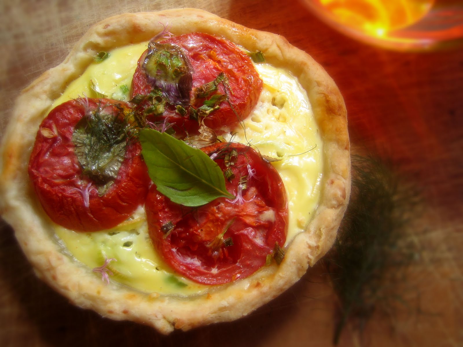 Delicious! Salt cod and tomato quiche with cheese and saffron pastry