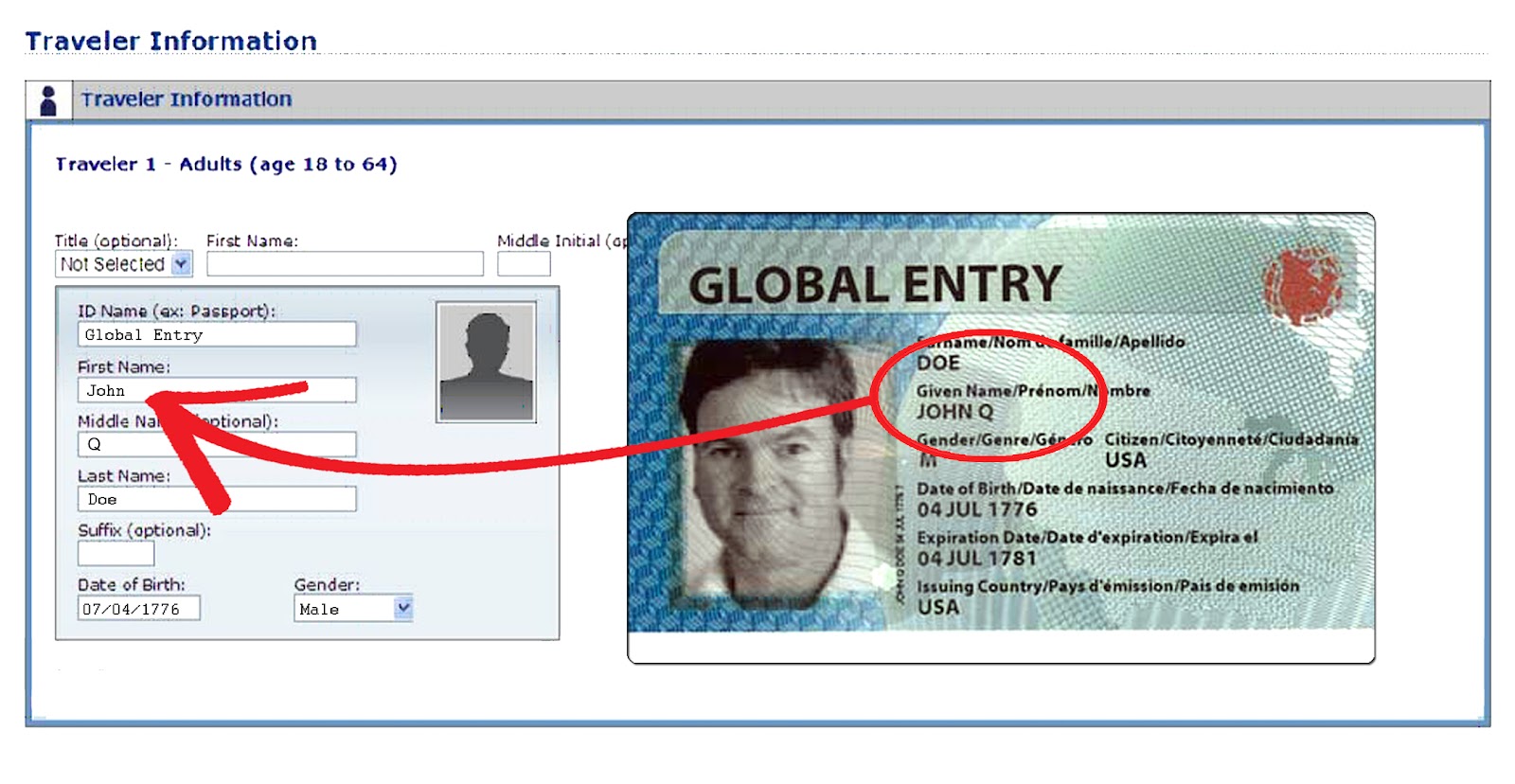 Global entry number