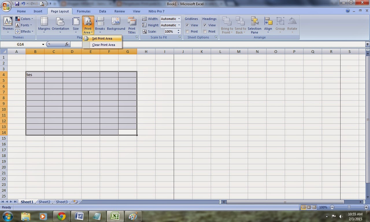 Cara Print Area Pada Excel 2007
