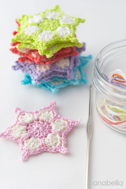 Crochet star garland free pattern 2015 by Anabelia Craft Design