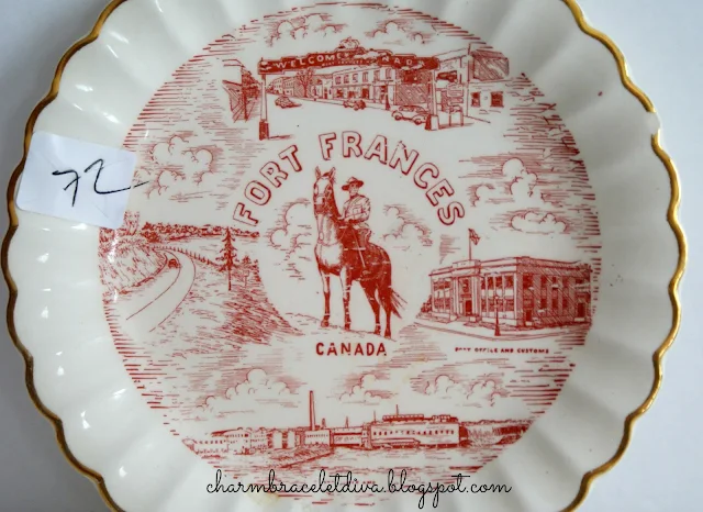 vintage Fort Frances Canada gold leaf commemorative plate