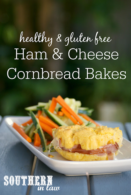 Healthy Ham and Cheese Cornbread Bakes Recipe - low fat, gluten free, healthy, stuffed cornbread recipes
